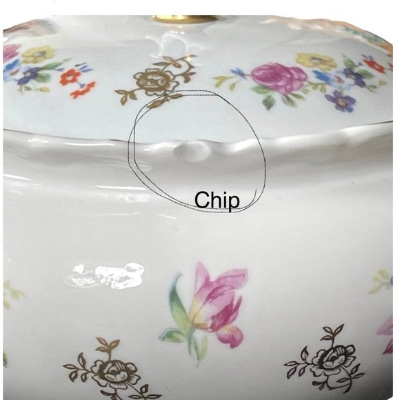 Reichenbach China Vintage Lidded Floral Bowl with Gold Trim - Picture 9 of 9